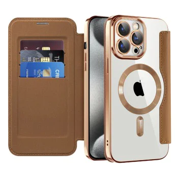Калъф за iPhone 15 Pro Max - SmartMag Book Case - Кафяв