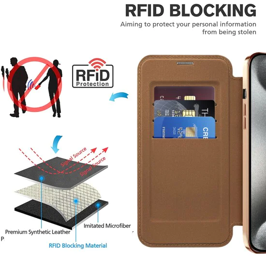 Калъф за iPhone 15 Pro Max - SmartMag Book Case - Кафяв