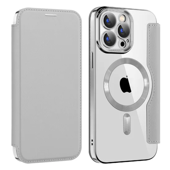Калъф за iPhone 15 Pro Max - SmartMag Book Case - Сив