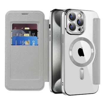 Калъф за iPhone 15 Pro Max - SmartMag Book Case - Сив