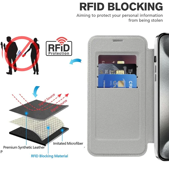 Калъф за iPhone 15 Pro Max - SmartMag Book Case - Сив