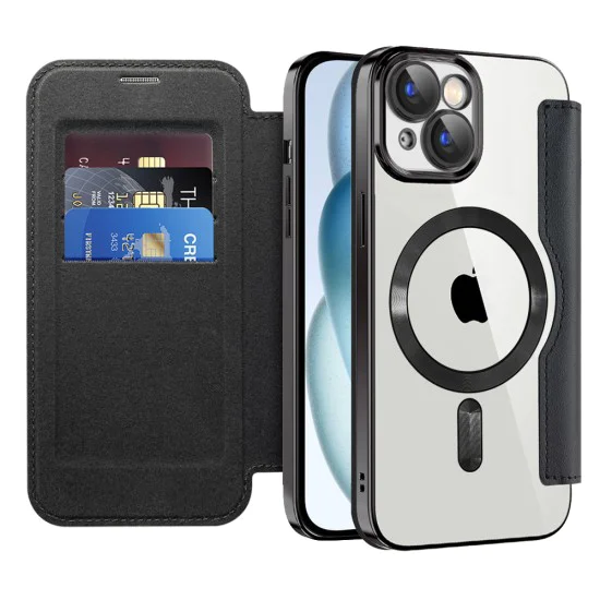 Калъф за iPhone 15 - SmartMag Book Case - Черен