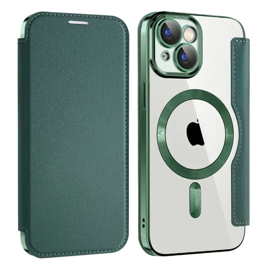 Калъф за iPhone 15 - SmartMag Book Case - Зелен