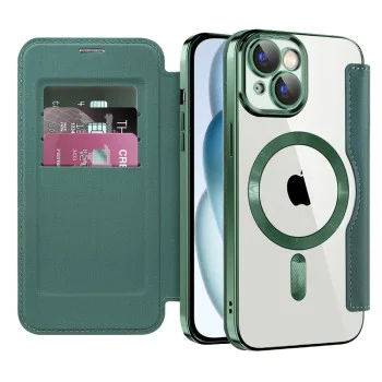 Калъф за iPhone 15 - SmartMag Book Case - Зелен