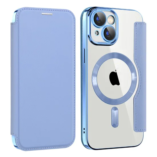 Калъф за iPhone 15 - SmartMag Book Case - Светло Син