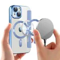Калъф за iPhone 15 - SmartMag Book Case - Светло Син
