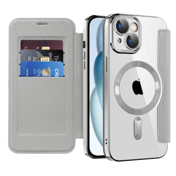 Калъф за iPhone 15 - SmartMag Book Case - Сив