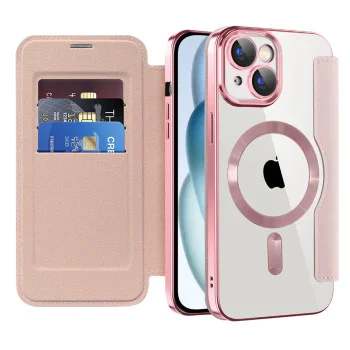 Калъф за iPhone 15 Plus - SmartMag Book Case - Розов