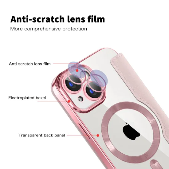 Калъф за iPhone 15 Plus - SmartMag Book Case - Розов