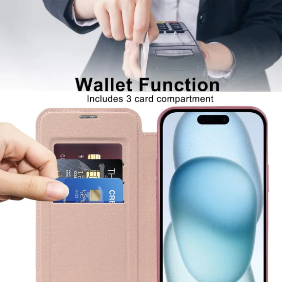 Калъф за iPhone 15 Plus - SmartMag Book Case - Розов