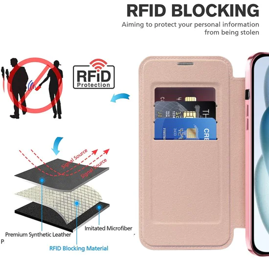 Калъф за iPhone 15 Plus - SmartMag Book Case - Розов