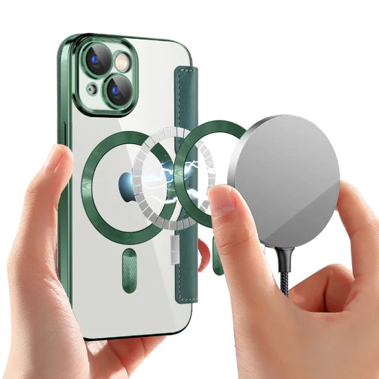 Калъф за iPhone 15 Plus - SmartMag Book Case - Зелен