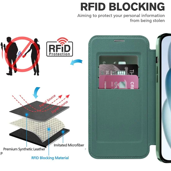 Калъф за iPhone 15 Plus - SmartMag Book Case - Зелен