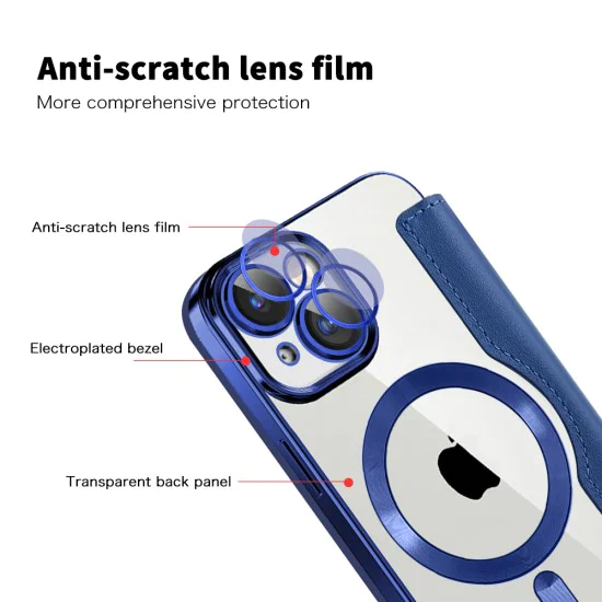 Калъф за iPhone 15 Plus - SmartMag Book Case - Син