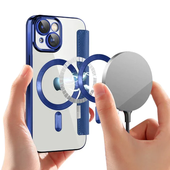 Калъф за iPhone 15 Plus - SmartMag Book Case - Син