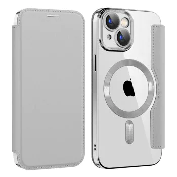 Калъф за iPhone 15 Plus - SmartMag Book Case - Сив