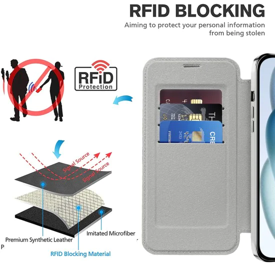 Калъф за iPhone 15 Plus - SmartMag Book Case - Сив