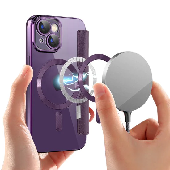 Калъф за iPhone 15 Plus - SmartMag Book Case - Лилав