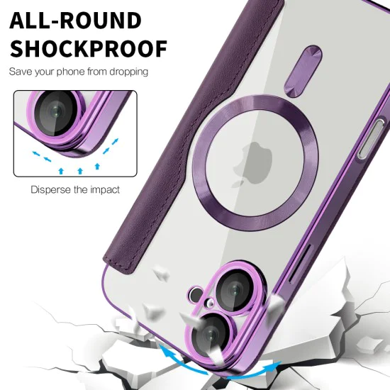 Калъф за iPhone 16 - SmartMag Book Case - Лилав