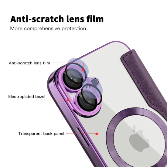 Калъф за iPhone 16 - SmartMag Book Case - Лилав