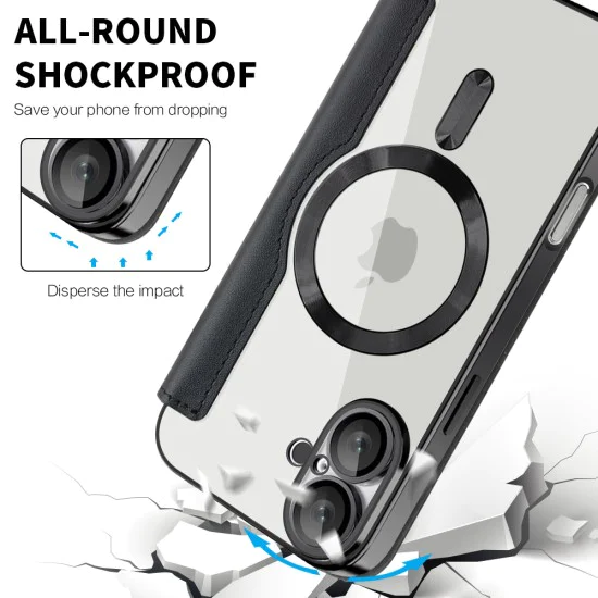 Калъф за iPhone 16 Plus - SmartMag Book Case - Черен
