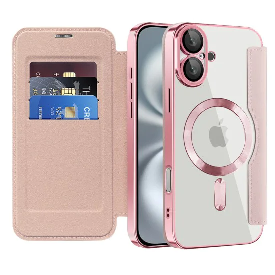 Калъф за iPhone 16 Plus - SmartMag Book Case - Розов