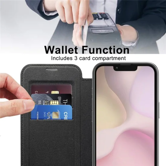 Калъф за iPhone 16e - SmartMag Book Case - Черен