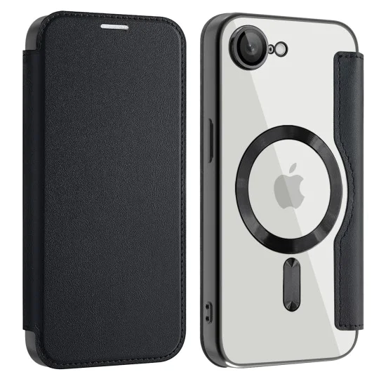 Калъф за iPhone 16e - SmartMag Book Case - Черен