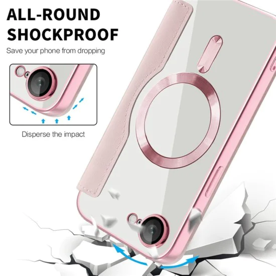 Калъф за iPhone 16e - SmartMag Book Case - Розов