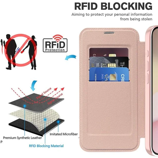 Калъф за iPhone 16e - SmartMag Book Case - Розов