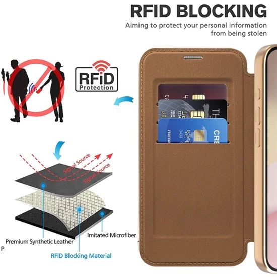 Калъф за iPhone 16e - SmartMag Book Case - Кафяв