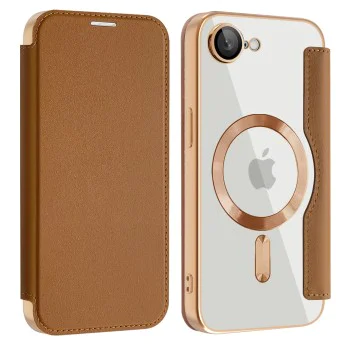 Калъф за iPhone 16e - SmartMag Book Case - Кафяв