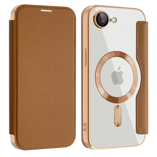 Калъф за iPhone 16e - SmartMag Book Case - Кафяв