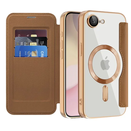 Калъф за iPhone 16e - SmartMag Book Case - Кафяв