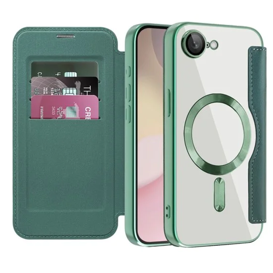 Калъф за iPhone 16e - SmartMag Book Case - Зелен