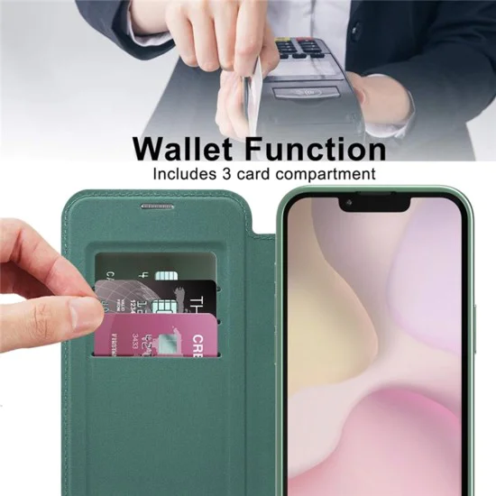 Калъф за iPhone 16e - SmartMag Book Case - Зелен