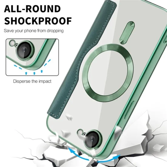Калъф за iPhone 16e - SmartMag Book Case - Зелен
