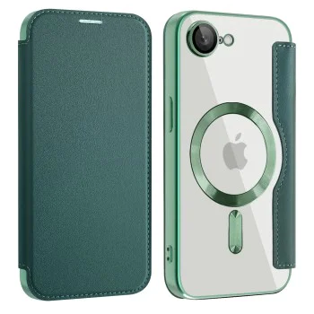 Калъф за iPhone 16e / iPhone 17e - SmartMag Book Case - Зелен