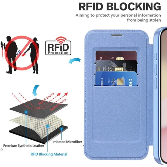 Калъф за iPhone 16e - SmartMag Book Case - Светло Син