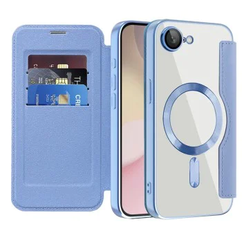 Калъф за iPhone 16e / iPhone 17e - SmartMag Book Case - Светло Син