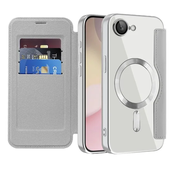 Калъф за iPhone 16e - SmartMag Book Case - Сив
