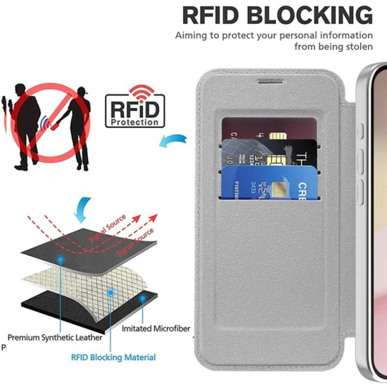Калъф за iPhone 16e - SmartMag Book Case - Сив