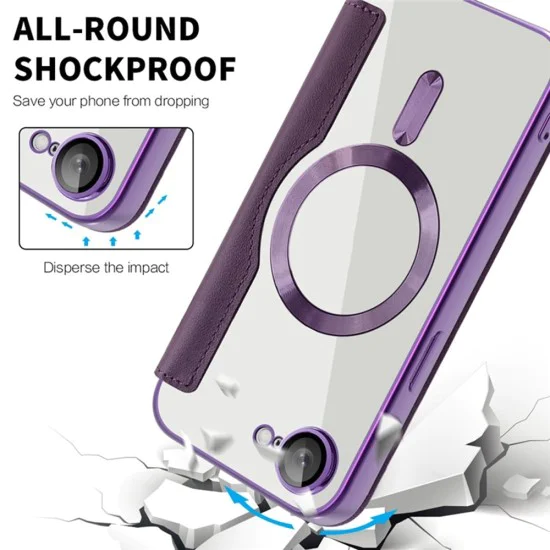 Калъф за iPhone 16e - SmartMag Book Case - Лилав