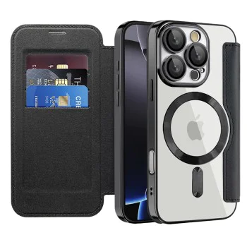 Калъф за iPhone 16 Pro Max - SmartMag Book Case - Черен