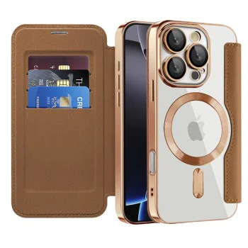 Калъф за iPhone 16 Pro Max - SmartMag Book Case - Кафяв