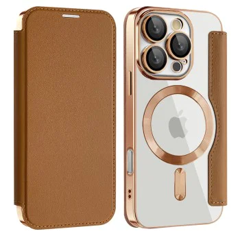 Калъф за iPhone 16 Pro Max - SmartMag Book Case - Кафяв