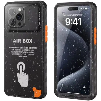 Калъф за iPhone 12/12 Pro/13/13 Pro/14/14 pro/15/15 Pro/16 - ShellBox - AirBox Водоустойчив IP68 Калъф (6.1 инча) - Черен