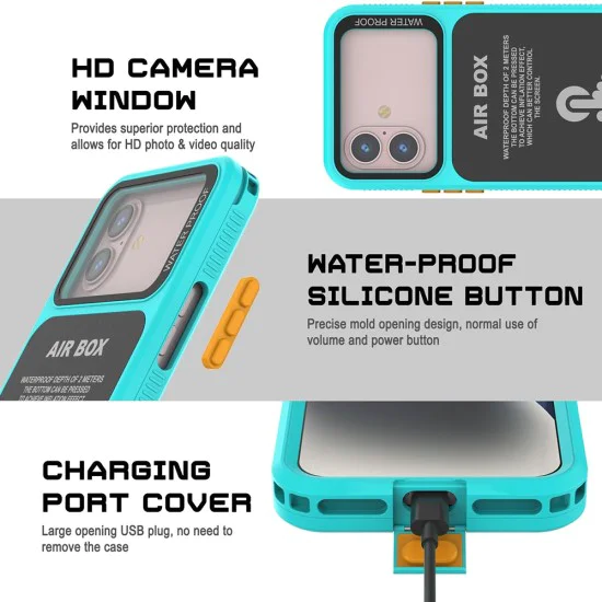 Калъф за iPhone 12 Pro Max/13 Pro Max/14 Pro Max/ 15 Pro Max/16 Pro Max/15+/16+ - ShellBox - AirBox Водоустойчив IP68 (6.7 инча) - Син