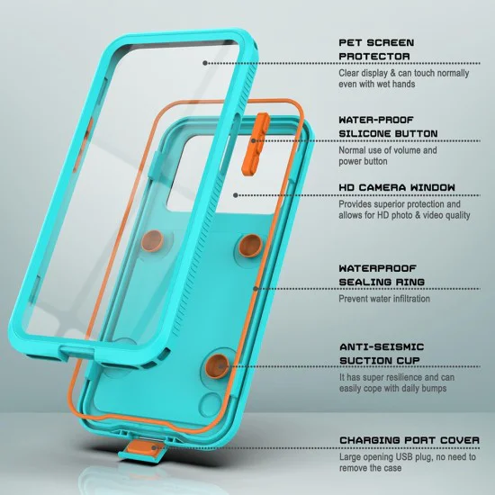 Калъф за iPhone 12 Pro Max/13 Pro Max/14 Pro Max/ 15 Pro Max/16 Pro Max/15+/16+ - ShellBox - AirBox Водоустойчив IP68 (6.7 инча) - Син