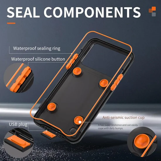 Калъф за iPhone 12/12 Pro/13/13 Pro/14/14 pro/15/15 Pro/16 - ShellBox - AirBox Водоустойчив IP68 Калъф (6.1 инча) - Черен